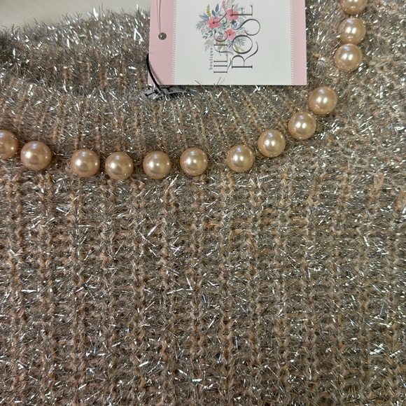 Sparkly Pearl Neck Knit Sweater - Picture 2 of 2